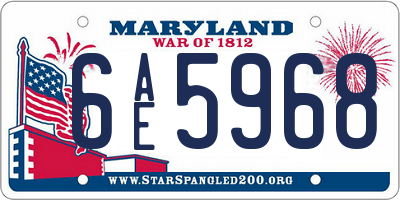 MD license plate 6AE5968