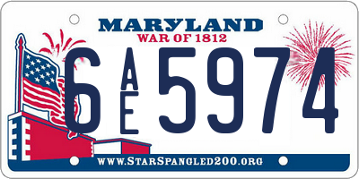 MD license plate 6AE5974