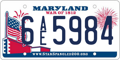 MD license plate 6AE5984