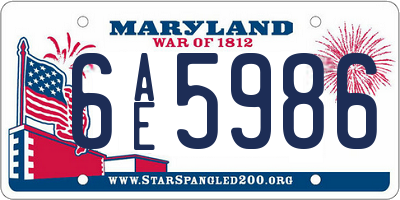 MD license plate 6AE5986