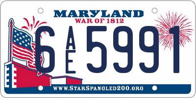 MD license plate 6AE5991
