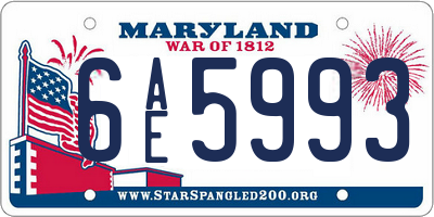 MD license plate 6AE5993