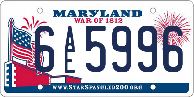 MD license plate 6AE5996