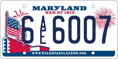 MD license plate 6AE6007