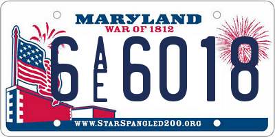 MD license plate 6AE6018
