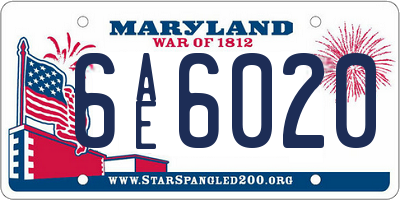 MD license plate 6AE6020