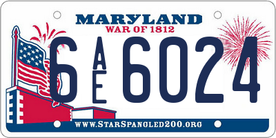 MD license plate 6AE6024