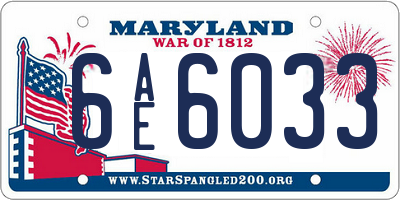 MD license plate 6AE6033