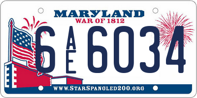 MD license plate 6AE6034