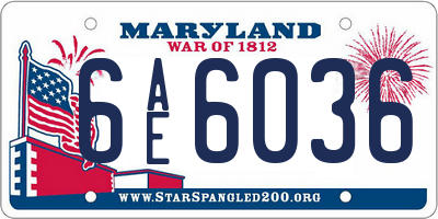 MD license plate 6AE6036