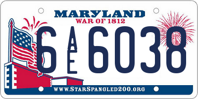 MD license plate 6AE6038