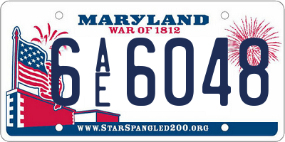 MD license plate 6AE6048