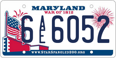 MD license plate 6AE6052
