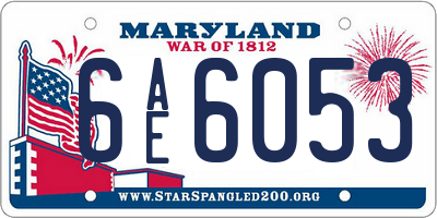 MD license plate 6AE6053