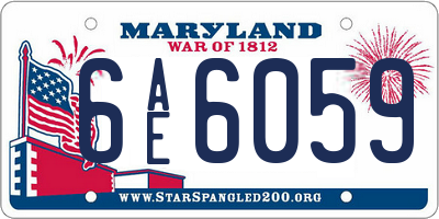 MD license plate 6AE6059