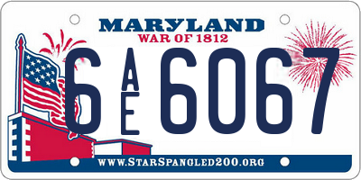 MD license plate 6AE6067