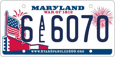 MD license plate 6AE6070