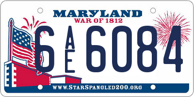 MD license plate 6AE6084