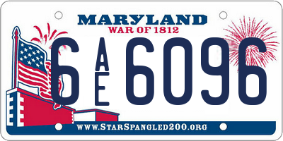 MD license plate 6AE6096