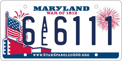 MD license plate 6AE6111