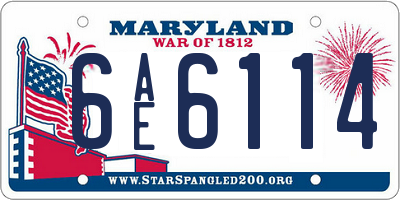 MD license plate 6AE6114