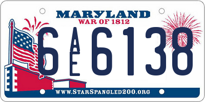 MD license plate 6AE6138