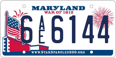 MD license plate 6AE6144