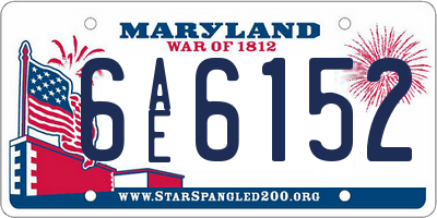 MD license plate 6AE6152