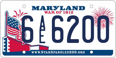 MD license plate 6AE6200