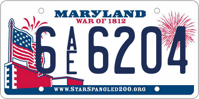 MD license plate 6AE6204