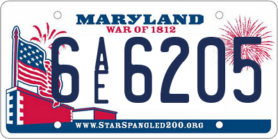 MD license plate 6AE6205