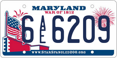 MD license plate 6AE6209