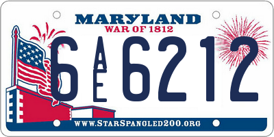 MD license plate 6AE6212