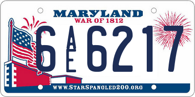 MD license plate 6AE6217