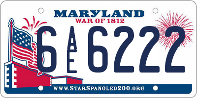 MD license plate 6AE6222