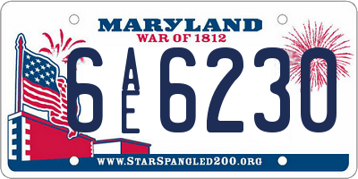 MD license plate 6AE6230