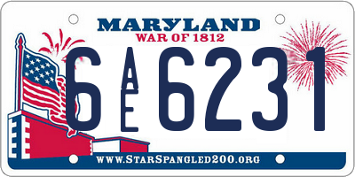 MD license plate 6AE6231