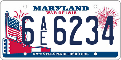 MD license plate 6AE6234