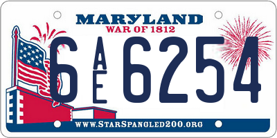 MD license plate 6AE6254