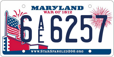 MD license plate 6AE6257