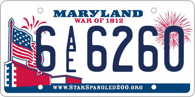 MD license plate 6AE6260