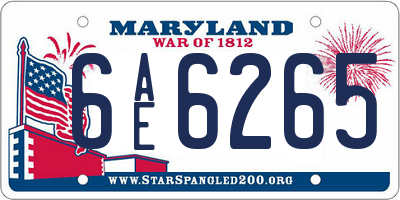 MD license plate 6AE6265