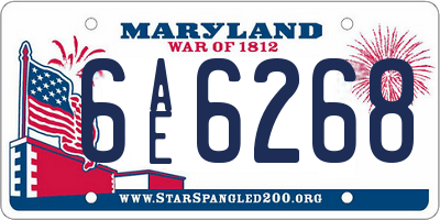 MD license plate 6AE6268