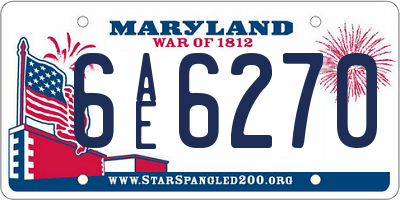 MD license plate 6AE6270