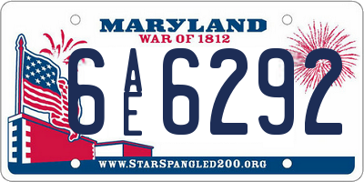 MD license plate 6AE6292