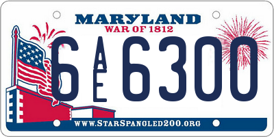 MD license plate 6AE6300