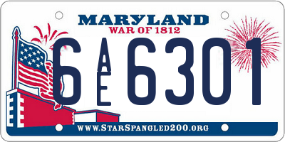 MD license plate 6AE6301