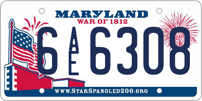 MD license plate 6AE6308