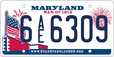 MD license plate 6AE6309