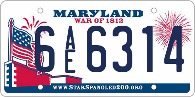 MD license plate 6AE6314